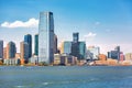 Jersey City skyline viewed from a boat Royalty Free Stock Photo