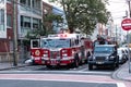 Jersey City, USA - June 30, 2023: firetruck truck Fire Department front view