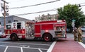 Jersey City, USA - June 30, 2023: firetruck truck Fire Department side view