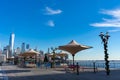 Jersey City Waterfront with the Lower Manhattan New York City Skyline Royalty Free Stock Photo