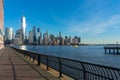 Jersey City Waterfront with the Lower Manhattan New York City Skyline Royalty Free Stock Photo