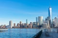 Jersey City Waterfront with the Lower Manhattan New York City Skyline Royalty Free Stock Photo