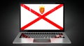 Jersey - country flag and binary code on laptop screen