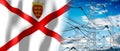Jersey - country flag and electricity pylons