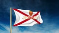 Jersey flag slider style with title. Waving in the