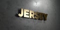 Jersey - Gold sign mounted on glossy marble wall - 3D rendered royalty free stock illustration