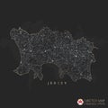 Jersey map abstract geometric mesh polygonal light concept with black and white glowing contour lines countries and dots