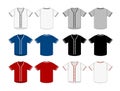 Jersey shortsleeve shirt baseball uniform shirt template vector illustration set