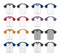 Jersey shortsleeve shirt baseball uniform shirt template vector illustration set