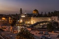 Jerusaem, Israel - 11 June 2013: View of the Old City at the Western Wall and Temple Mount in the evening, in Jerusalem, Israel.
