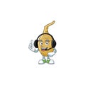 Jerusalem artichoke cute cartoon character design with headphone