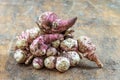 Jerusalem artichoke vegetables, isolated over white background with reflection. Helianthis tuberosus. Royalty Free Stock Photo