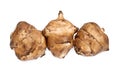 Jerusalem artichokes isolated on white, top view Royalty Free Stock Photo