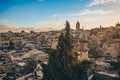 Jerusalem, Capital of Israel. Beautiful panoramic view of the Old City at sunset, Tomb of the Prophets and Dome of the Royalty Free Stock Photo