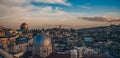 Jerusalem, Capital of Israel. Beautiful panoramic view of the Old City at sunset, Tomb of the Prophets and Dome of the Royalty Free Stock Photo