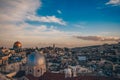 Jerusalem, Capital of Israel. Beautiful panoramic view of the Old City at sunset, Tomb of the Prophets and Dome of the Royalty Free Stock Photo