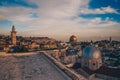 Jerusalem, Capital of Israel. Beautiful panoramic view of the Old City at sunset, Tomb of the Prophets and Dome of the Royalty Free Stock Photo