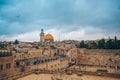 Jerusalem, Capital of Israel. Beautiful panoramic view of the Old City at sunset, Tomb of the Prophets and Dome of the Royalty Free Stock Photo