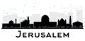 Jerusalem City skyline black and white silhouette.