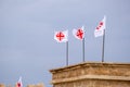 Jerusalem cross also known as also known as `five-fold Cross`, or `cross-and-crosslets` flags