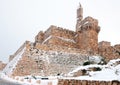 Jerusalem, the fortress of David in the snow Royalty Free Stock Photo