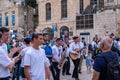 Jerusalem, Israel - 10 April, 2023. Bar Mitzvah, Jewish coming of age ancient ritual for boys Procession with, happy parents,