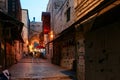 JERUSALEM, ISRAEL - APRIL 2017: Bazaar in old city Jerusalem at night