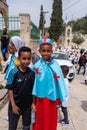 Jerusalem, Israel - 10 April, 2023. Eritrean Christians close to Virgin Mary\'s Tomb