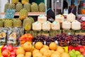 JERUSALEM, ISRAEL - APRIL 2017: Fresh Exotic Fruits on the Eastern Market Stall in Israely Market Mahane Yehuda, Jerusalem