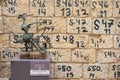 JERUSALEM, ISRAEL - APRIL 2017: Numbers and letters identify the order of stone blocks recently reconstructed as part of renovatio