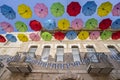 Colorful Umbrellas and Israeli Flags in Jerusalem Royalty Free Stock Photo