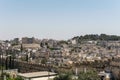 JERUSALEM, ISRAEL - April 2, 2018: Top view to Jerusalem yellow apartment buildings under blue sky. Royalty Free Stock Photo