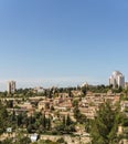 JERUSALEM, ISRAEL - April 2, 2018: Top view to Jerusalem yellow apartment buildings under blue sky. Royalty Free Stock Photo