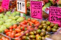 JERUSALEM, ISRAEL - APRIL 2017: vegetables in Israely Market Mahane Yehuda, Jerusalem Royalty Free Stock Photo
