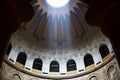 Jerusalem, Israel August 25, 2018: Jesus Christ Empty tomb and Dome rotunda over it in Jerusalem in the Holy Sepulcher Church. The