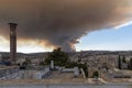 Jerusalem, Israel - August 15, 2021: Two israeli firemen putting an end to a forest fire near Jerusalem