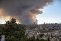 Jerusalem, Israel - August 15, 2021: Two israeli firemen putting an end to a forest fire near Jerusalem