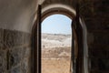 View from the window of the Inner side cell for pilgrims in the Muslim shrine - the complex of the grave of the prophet Moses at