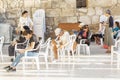 Jerusalem, Israel 09/11/2016: Believers on the women`s side by the wailing wall