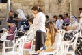 Jerusalem, Israel 09/11/2016: Believers on the women`s side by the wailing wall