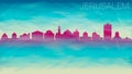 Jerusalem Israel City Skyline Vector Silhouette. Broken Glass Abstract Geometric Dynamic Textured. Banner Background. Colorful Sha