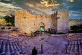 Jerusalem Israel. Damascus gate at sunset Royalty Free Stock Photo