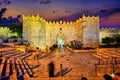 Jerusalem Israel. Damascus gate at sunset Royalty Free Stock Photo