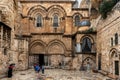 JERUSALEM, ISRAEL - DECEMBER 07, 2018: Church of the Holy Sepulchre, Outside. Church of the Resurrection is a church