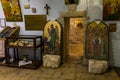 The interior of underground church in name of St. George Victorious in a cave on territory of Greek Monastery - Shepherds Field in