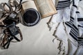 Talit, Kippah, Tefillin and Siddur, jewish ritual objects