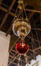 Large decorative lamp hanging in the main hall of the Church of Nativity in Bethlehem in Palestine Royalty Free Stock Photo