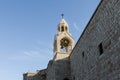 The main bell tower rises on the roof of the Church of Nativity in Bethlehem in Palestine Royalty Free Stock Photo