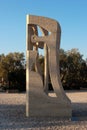 Jerusalem, Israel - December 2, 2013: Profile, a 1967 concrete sculpture by Pablo Picasso at the Billy Rose Art Garden, Israel