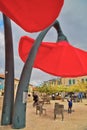 Street installation in the form of tulips in Jerusalem